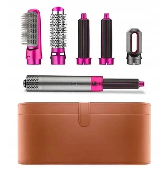 Plaukų formavimo šukos 5in1 karšto oro plaukų formavimo įrenginys, plaukų džiovintuvas su penkiais keičiamaisiais antgaliais 